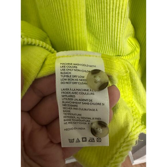 Urban Outfitters Corduroy Shirt Jacket Small Neon Yellow Button Long Sleeve XL - Picture 7 of 7